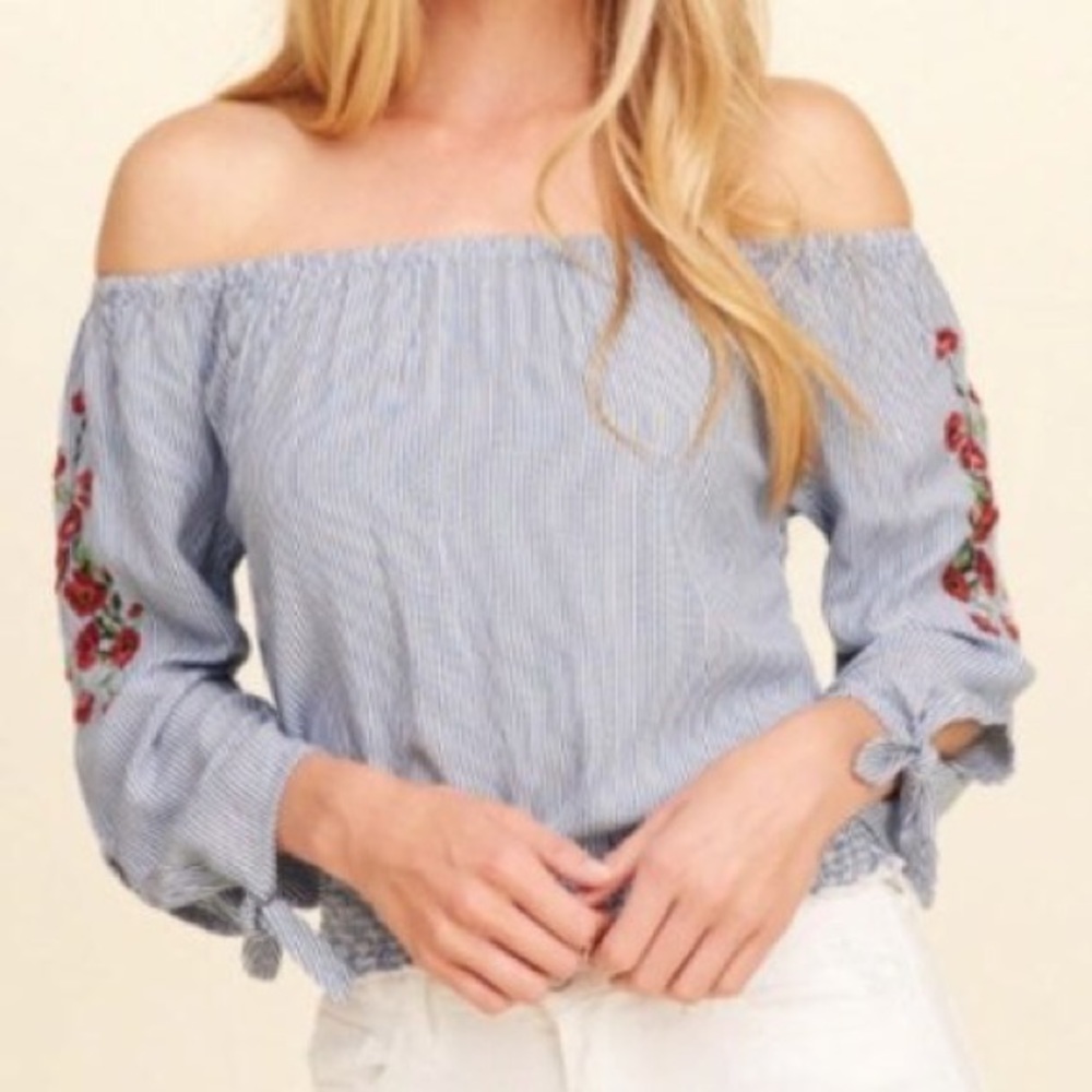 Hollister Of The Shoulder Floral Top